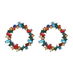  new fully-jewelled circle earrings occidental style wind lady ear stud