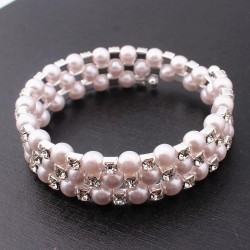 Korea bride fully-jewelled elasticity bracelet  multilayer Pearl Rhinestone twining bracelet bangle