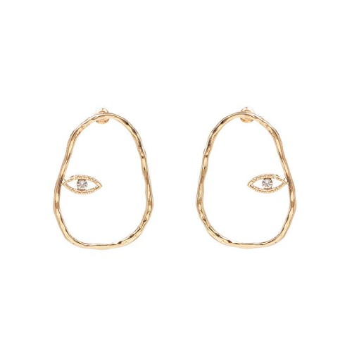 occidental style retro Metal hollow geometry Korean style punk Street Snap temperament personality earrings ear stud