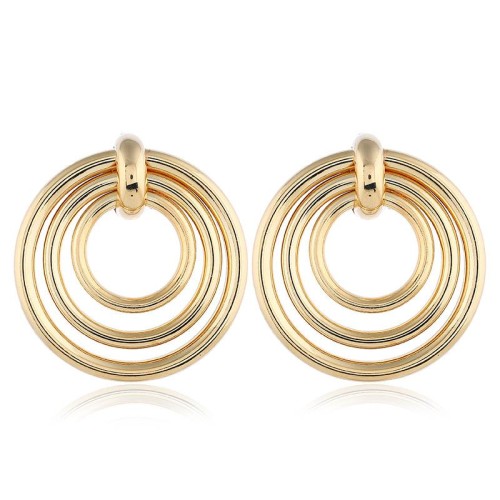 occidental style exaggerating earrings brief atmospheric circle Metal surface geometry Round trend personality ea