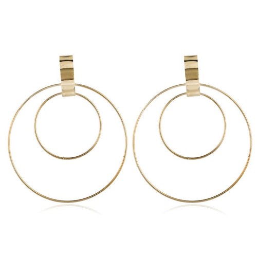 exaggerating earrings brief atmospheric circle Metal surface geometry Double ear stud trend personality earrings