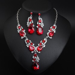 crystal gem short necklace earrings set  occidental style luxurious exaggerati..
