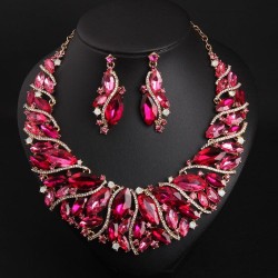   occidental style exaggerating luxurious crystal necklace earrings set bride ..