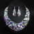   occidental style exaggerating luxurious crystal necklace earrings set bride banquet woman