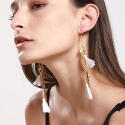 occidental style  Metal temperament tassel earrings  fashion gold leaves long ..