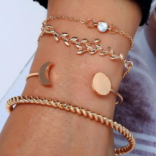 occidental style trend  all-Purpose concise Meniscus  branches and leaves fitting four bracelet bangle