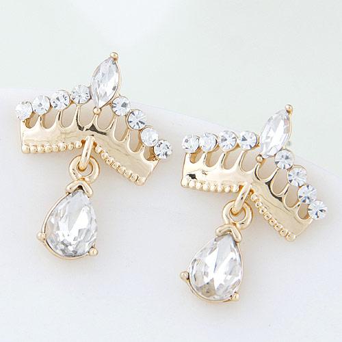 fine  Korean style fashion  sweetOL crown temperament personality ear stud