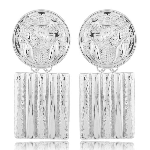 occidental style wind  Metal personality flower square temperament exaggerating ear stud