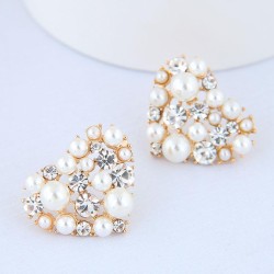 fine  Korean style fashion  Metal sweet bright Peach heart Pearl personality t..