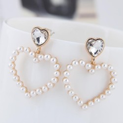 fine  Korean style fashion  Metal sweet Peach heart Pearl personality temperam..