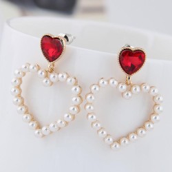 fine  Korean style fashion  Metal sweet Peach heart Pearl personality temperam..