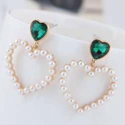 fine  Korean style fashion  Metal sweet Peach heart Pearl personality temperam..