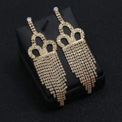 fashion Korea earrings exaggerating long style tassel diamond crown temperamen..