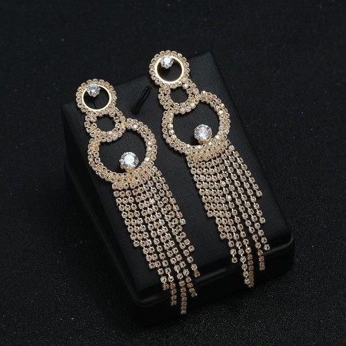 fashion occidental style wind  woman Street Snap style atmospheric diamond tassel exaggerating ear stud  claw cha