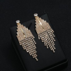 occidental style geometry rhombus diamond earrings tassel long style brief ear..