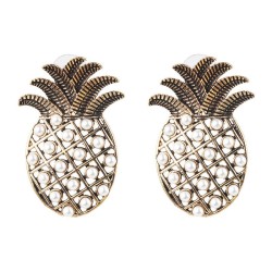 UR fruits earrings gold embed Pearl occidental style retro wind ear stud