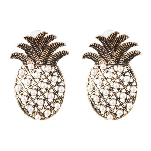 UR fruits earrings gold embed Pearl occidental style retro wind ear stud