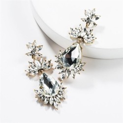 occidental style exaggerating drop multilayer Acrylic diamond flowers earrings..