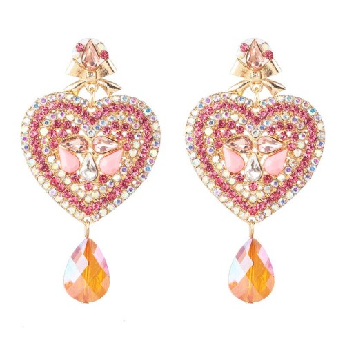  occidental style creative heart-shaped earrings earring color diamond ear stud personality all-Purpose woman