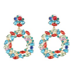 occidental style exaggerating geometry flower Alloy diamond ear stud earrings