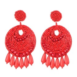  occidental style geometry crystal beads ethnic style ear stud personality
