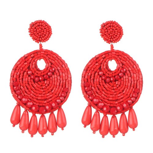  occidental style geometry crystal beads ethnic style ear stud personality