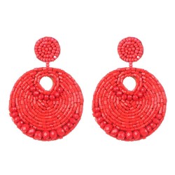  occidental style geometry crystal beads ethnic style ear stud personality