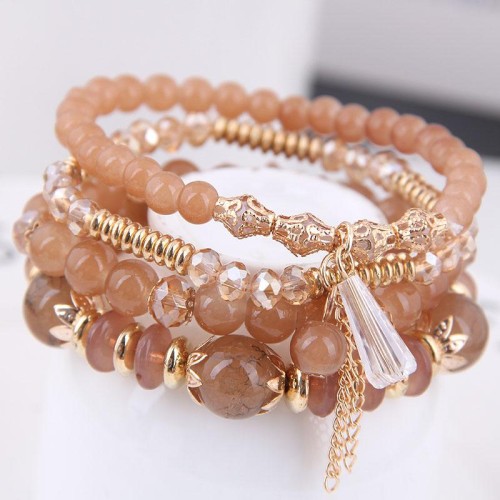 Korean style fashion  concise crystal beads multilayer temperament woman bracelet