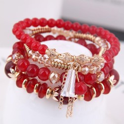 Korean style fashion  concise crystal beads multilayer temperament woman brace..