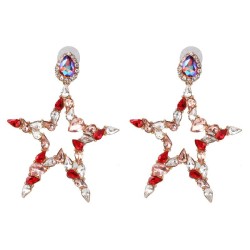  occidental style brief Five-pointed star diamond ear stud earring Earring hig..