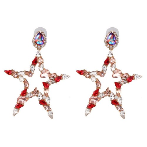  occidental style brief Five-pointed star diamond ear stud earring Earring high-end quality
