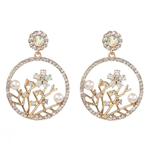  occidental style personality exaggerating Alloy hollow branch flowers ear stud retro woman earrings