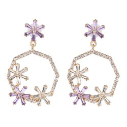  occidental style geometry color glass diamond diamond hollow ear stud earring..