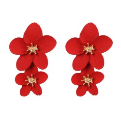  occidental style ear stud leather flower ear stud flowers earrings woman