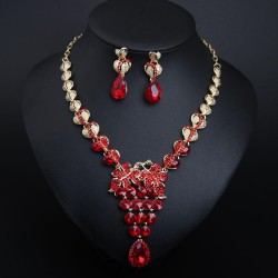   occidental style crystal gem necklace earrings set banquet woman