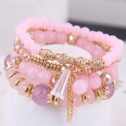 Korean style fashion  concise crystal beads multilayer temperament woman brace..