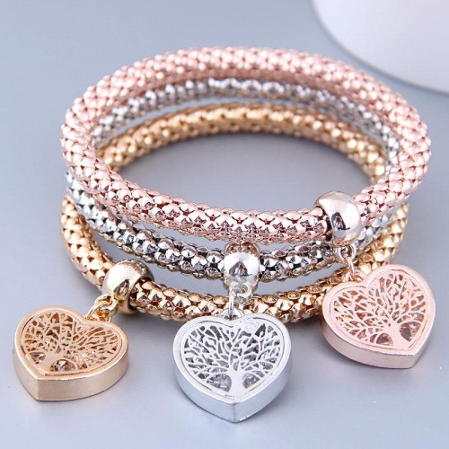 occidental style fashion brief three color love pendant three color chain multilayer bracelet
