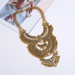 occidental style exaggerating retro carving necklace long style multilayer cla..
