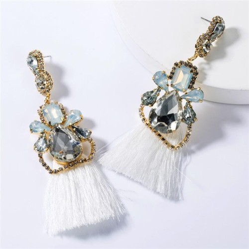 occidental style exaggerating drop multilayer diamond Rhinestone glass diamond tassel earrings woman retro tempe