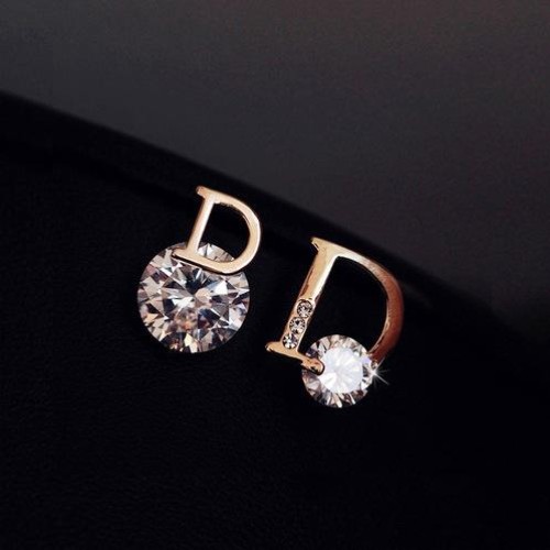 luxurious fashion zircon earrings woman brief personality asymmetry ear stud woman samll high samll temperament Ea