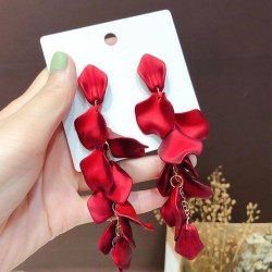 Korean style temperament exaggerating silver rose long style earrings earring ..