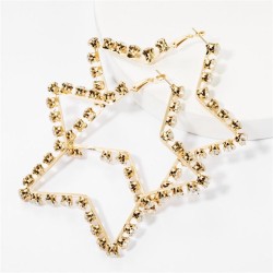 creative fashion Alloy diamond Rhinestone hollow Five-pointed star earrings wo..