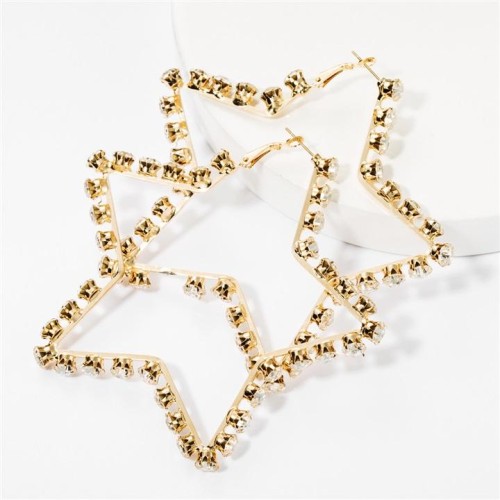 creative fashion Alloy diamond Rhinestone hollow Five-pointed star earrings woman occidental style exaggerating b