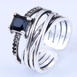 J174 fine  occidental style fashion retro mosaic gem personality opening ring
