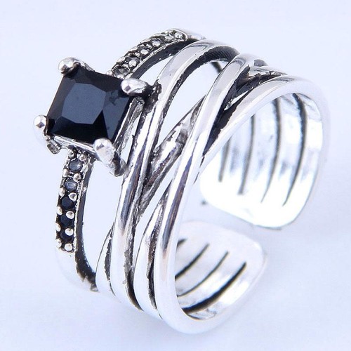 J174 fine  occidental style fashion retro mosaic gem personality opening ring