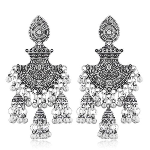 occidental style   retro textured Bohemia noble wind tassel exaggerating temperament ear stud