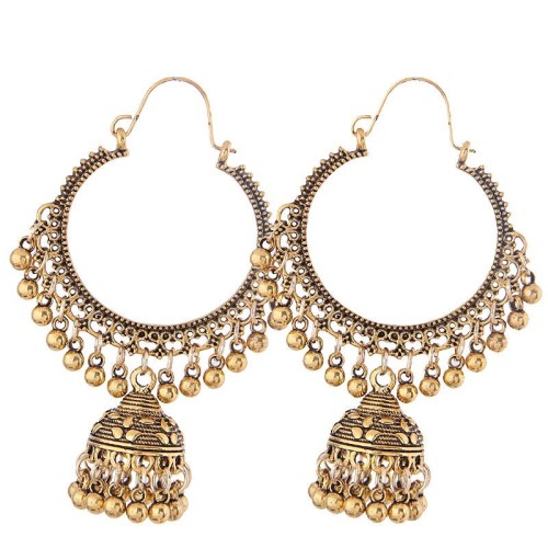 occidental style   retro textured Bohemia noble wind tassel concise temperament ear stud buckle