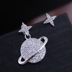 925 silver  Korean style fashion sweet bronze embed zircon sweet asymmetry per..