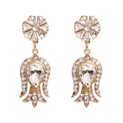 UR women earrings occidental style wind high-end glass diamond earring tulip f..