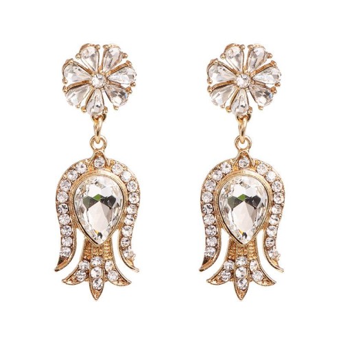 UR women earrings occidental style wind high-end glass diamond earring tulip flowers Earring